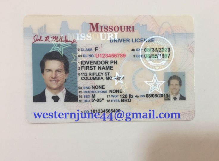 fake missouri drivers license template
